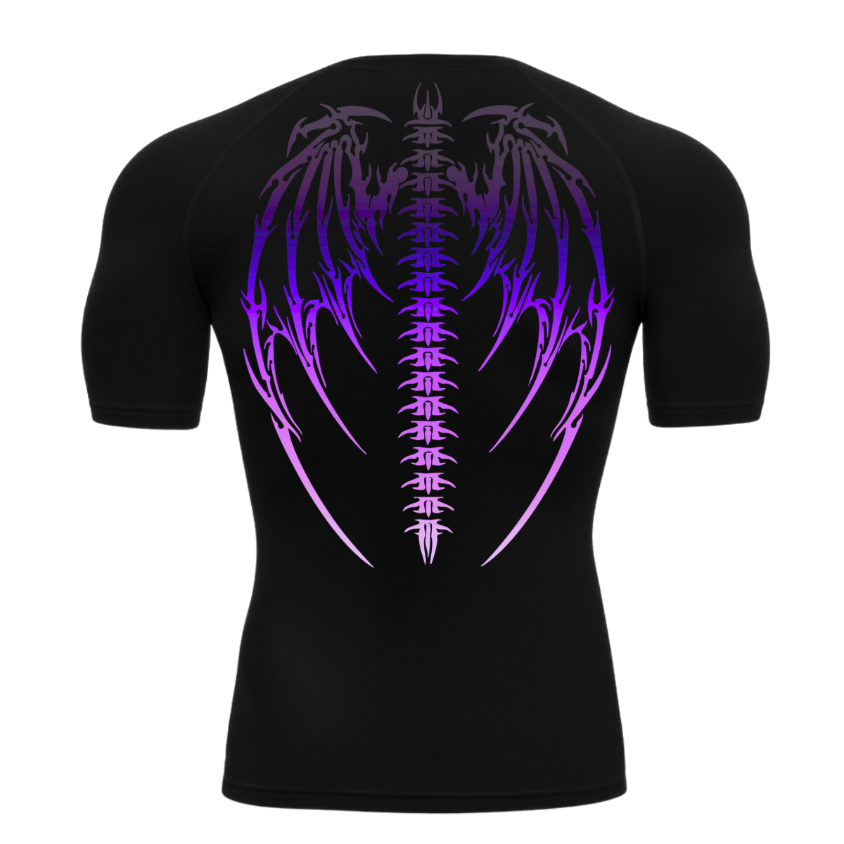 Camiseta Curta Compressão Proteção UV Cyber Tribal Bones Wings Asas 01