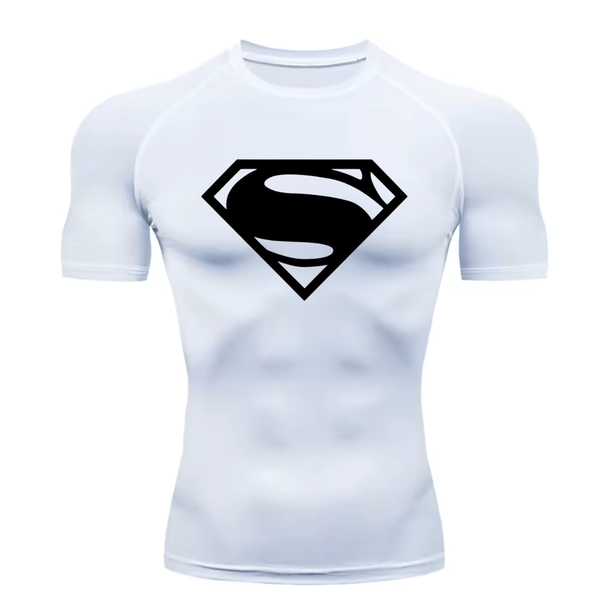 Camisa Compressão Proteção Uv 50+ Estampada Tecido Gelado Segunda Pele Manga Curta Símbolo Super Man Super Homem