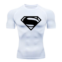 Camisa Compressão Proteção Uv 50+ Estampada Tecido Gelado Segunda Pele Manga Curta Super Man Super Homem Rash Guard