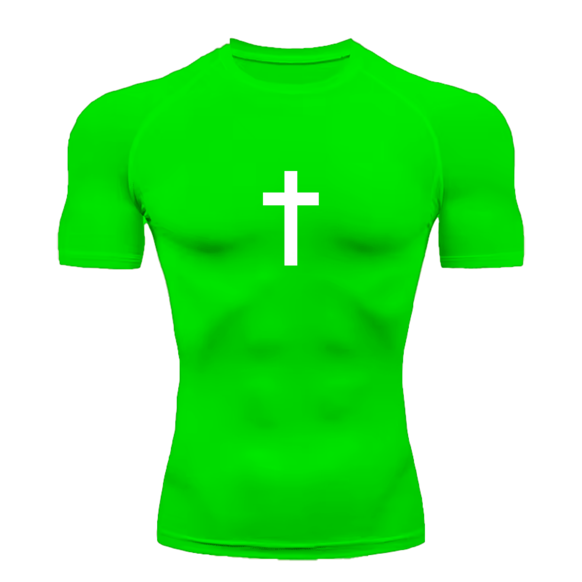 Camisa Compressão Proteção Uv 50+ Estampada Tecido Gelado Segunda Pele Manga Curta Cruz