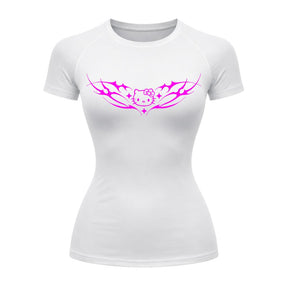 Camiseta Compressão Uv Manga Curta Cyber Tribal Angel Hello Kitty Rash Guard