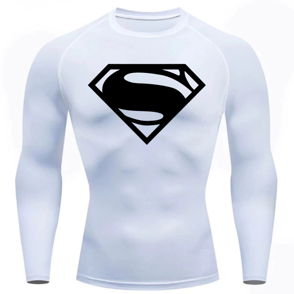 Camisa Compressão Proteção Uv 50+ Estampada Tecido Gelado Segunda Pele Manga Longa Símbolo Super Man Super Homem