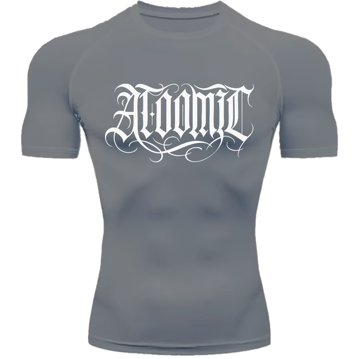 Camiseta Compressão Térmica Proteção UV +50 Manga Curta Lettering Tattoo Atoomic Gótico