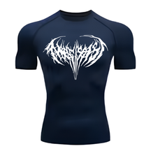 Camiseta Curta Compressão Proteção UV Cyber Tribal Narcissist Frente