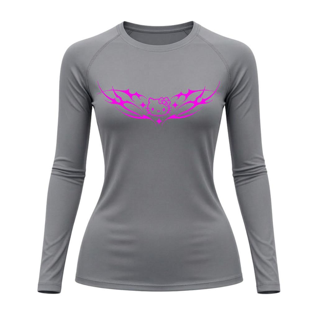 Camiseta Compressão Uv Manga Longa Cyber Tribal Angel Hello Kitty Rash Guard