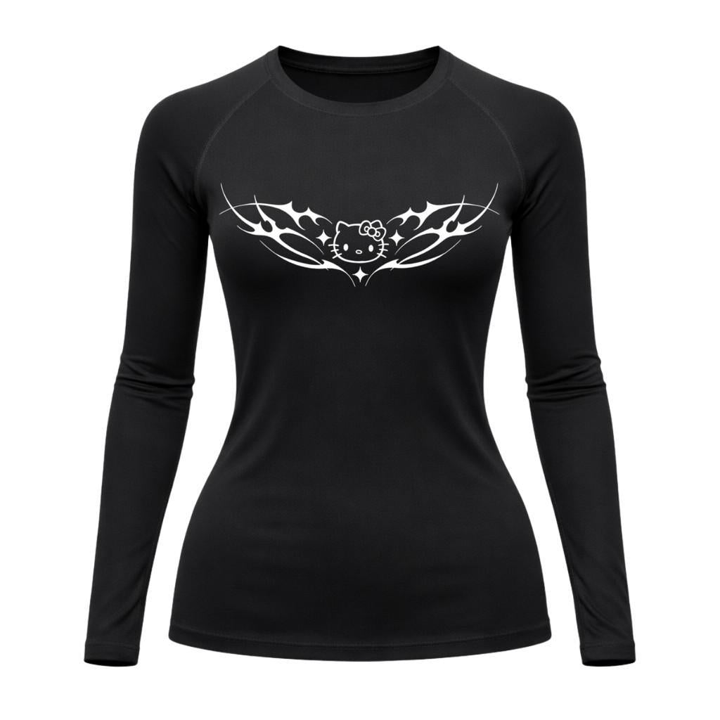 Camiseta Compressão Uv Manga Longa Cyber Tribal Angel Hello Kitty Rash Guard
