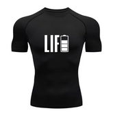 Camisa Compressão Proteção Uv 50+ Estampada Tecido Gelado Segunda Pele Manga Curta Life Carregando As Energias Academia