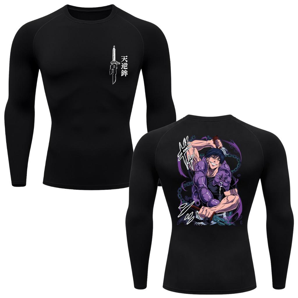 Camiseta Compressão Proteção Uv 50+ Manga Longa Jujutsu Kaisen Toji Zenin Behind Rash Guard