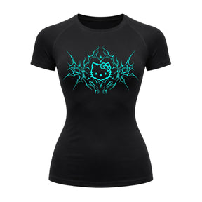 Camiseta Compressão Uv Manga Curta Cyber Tribal Black Heart Hello Kitty Rash Guard