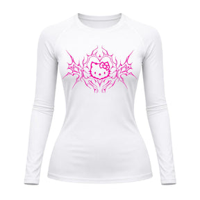 Camiseta Compressão Uv Manga Longa Cyber Tribal Black Heart Hello Kitty Rash Guard