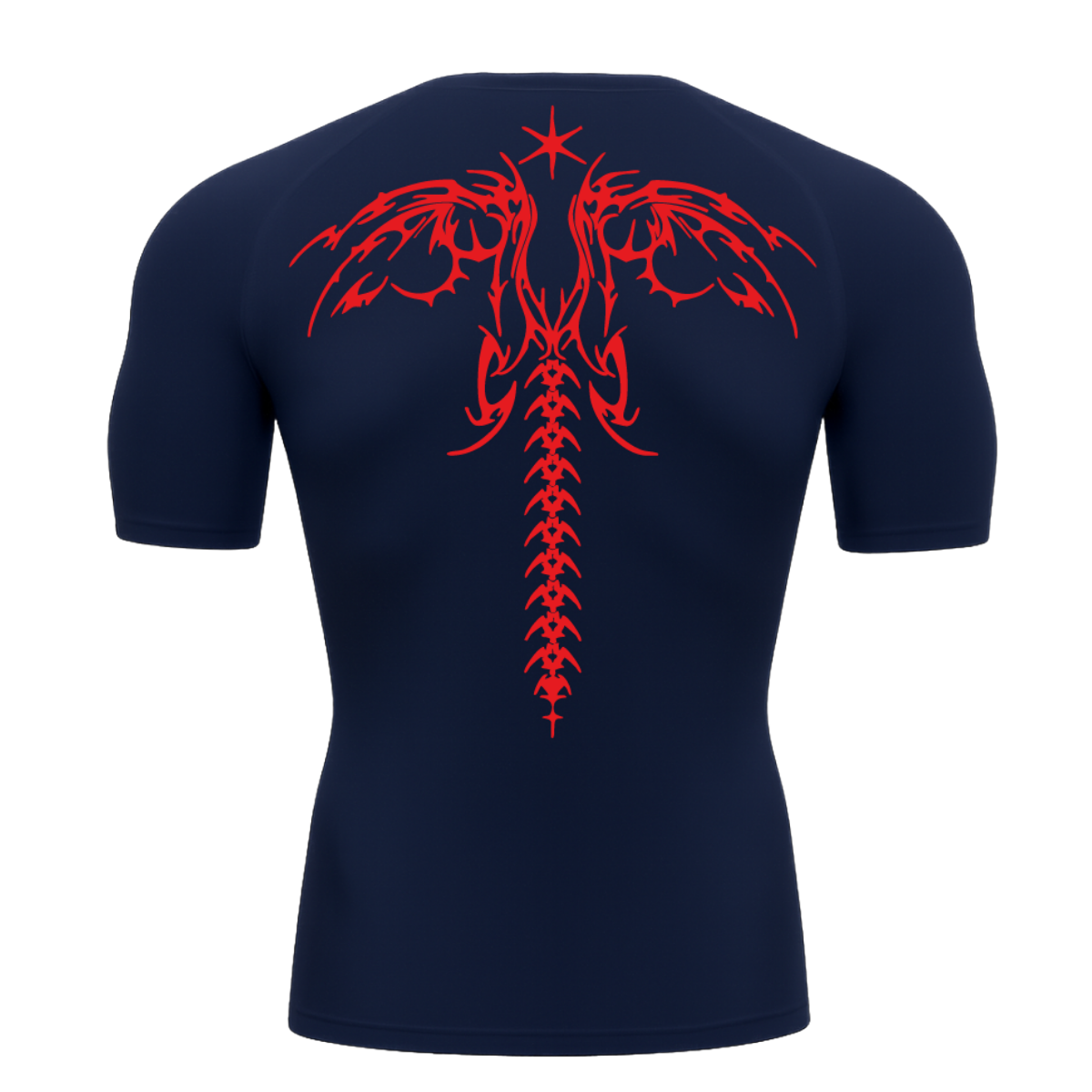 Camiseta Curta Compressão Proteção UV Cyber Tribal Asas 02 Costas