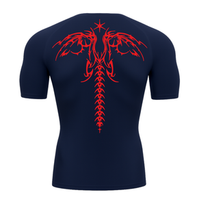Camiseta Curta Compressão Proteção UV Cyber Tribal Asas 02 Costas