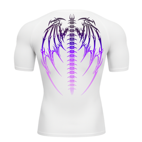 Camiseta Curta Compressão Proteção UV Cyber Tribal Bones Wings Asas 01