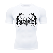 Camiseta Curta Compressão Proteção UV Cyber Tribal Dark Metal Rash Guard