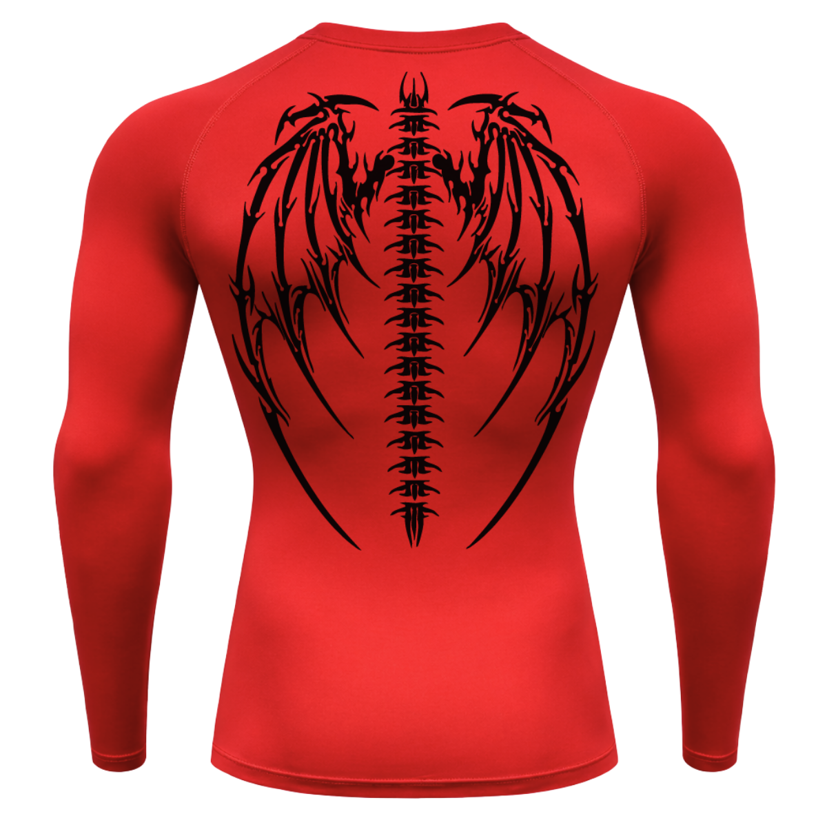 Camiseta Longa Compressão Proteção UV Cyber Tribal Bones Wings Costas
