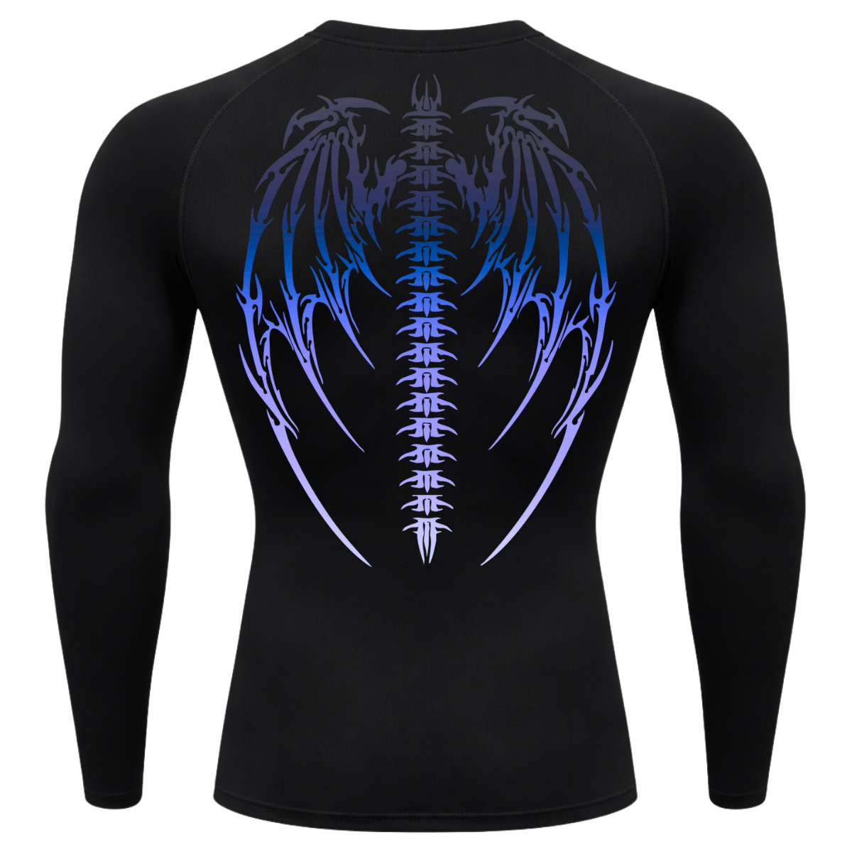 Camiseta Longa Compressão Proteção UV Cyber Tribal Bones Wings Costas