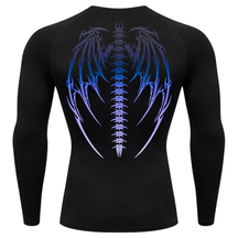 Camiseta Longa Compressão Proteção UV Cyber Tribal Bones Wings Costas