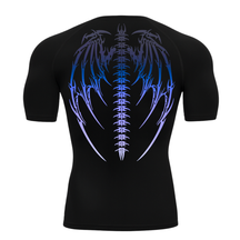 Camiseta Curta Compressão Proteção UV Cyber Tribal Bones Wings Asas 01