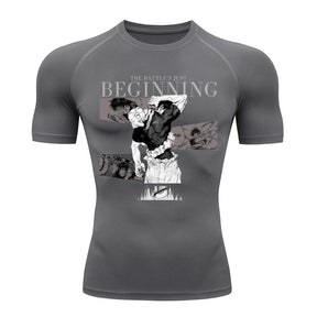 Camiseta Compressão Proteção Uv 50+ Manga Curta Jujutsu Kaisen Toji Zenin Behind Rash Guard
