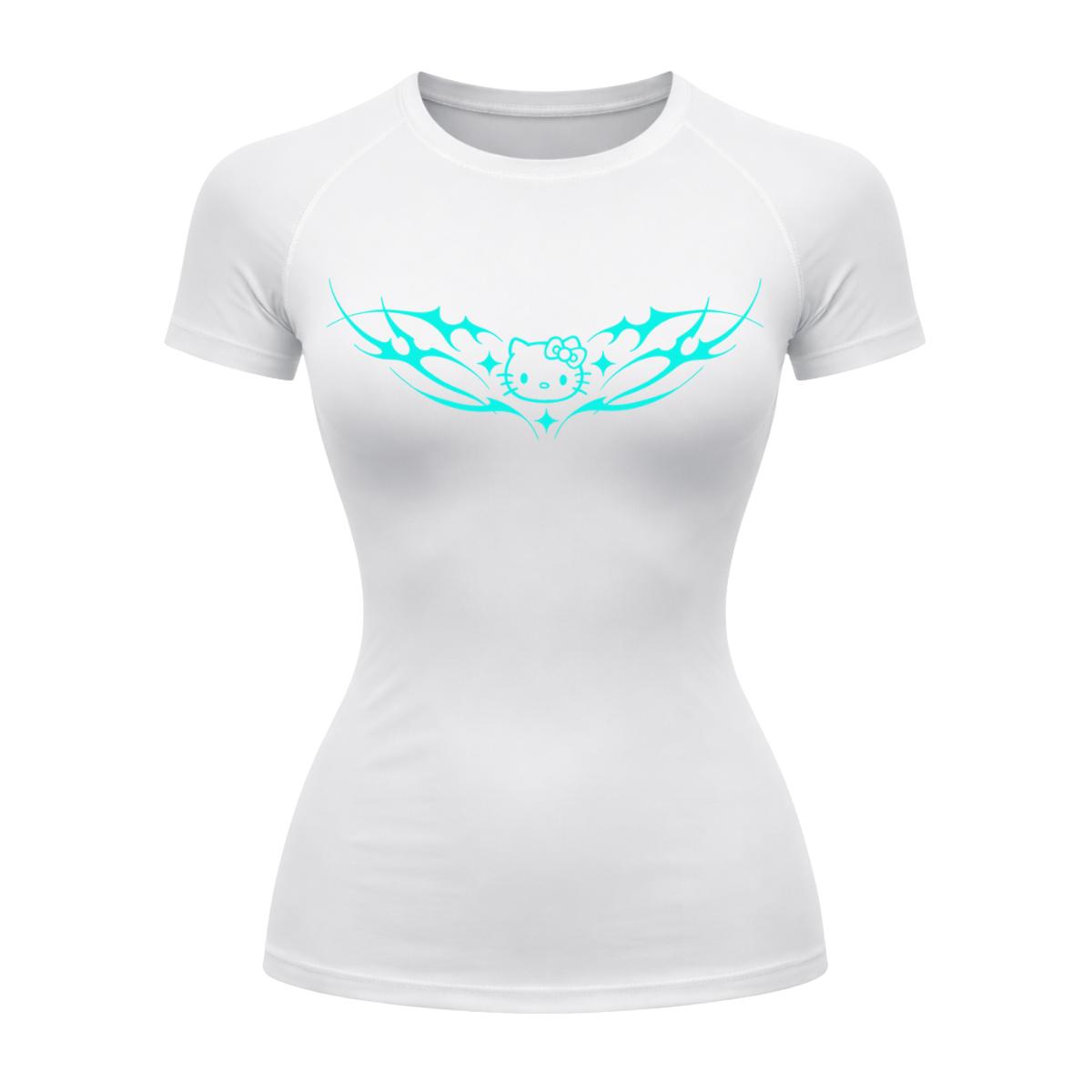 Camiseta Compressão Uv Manga Curta Cyber Tribal Angel Hello Kitty Rash Guard
