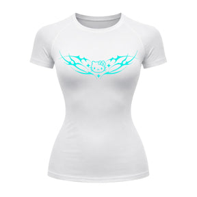 Camiseta Compressão Uv Manga Curta Cyber Tribal Angel Hello Kitty Rash Guard