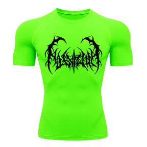 Camiseta Curta Compressão Proteção UV Cyber Tribal Dark Metal Rash Guard