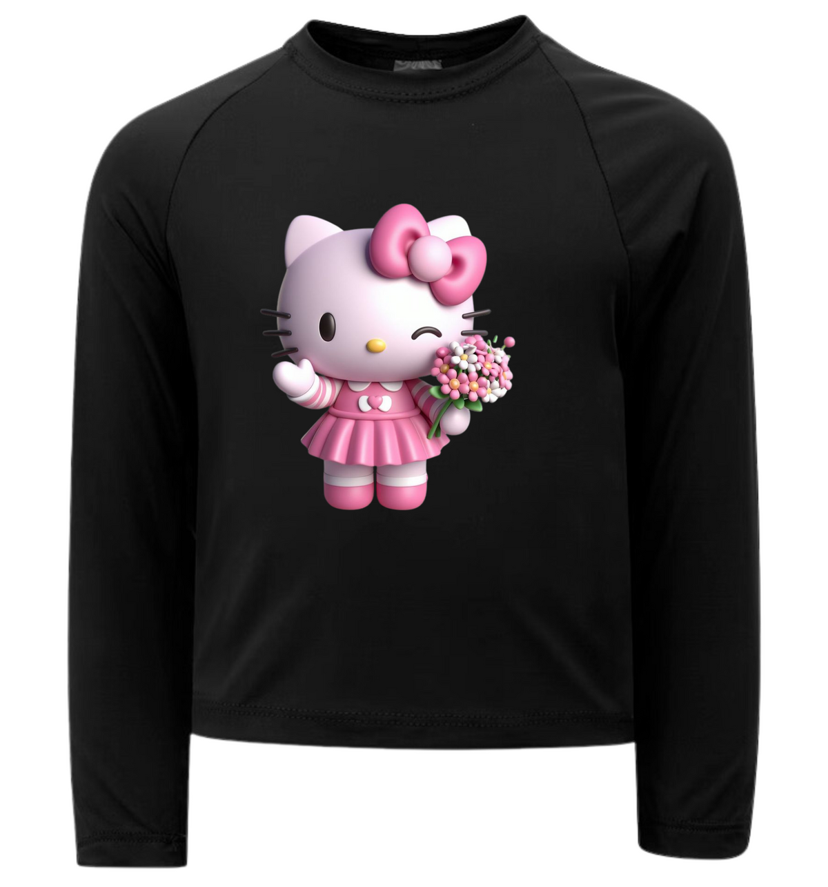 Camiseta Hello Kitty Com Buquê De Flores Térmica Juvenil Infantil Proteção Solar Uv 50+ Estampada - 12