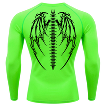 Camiseta Longa Compressão Proteção UV Cyber Tribal Bones Wings Costas
