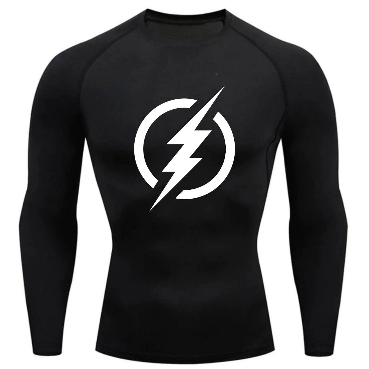 Camiseta Longa Compressão Proteção UV Símbolo Flash