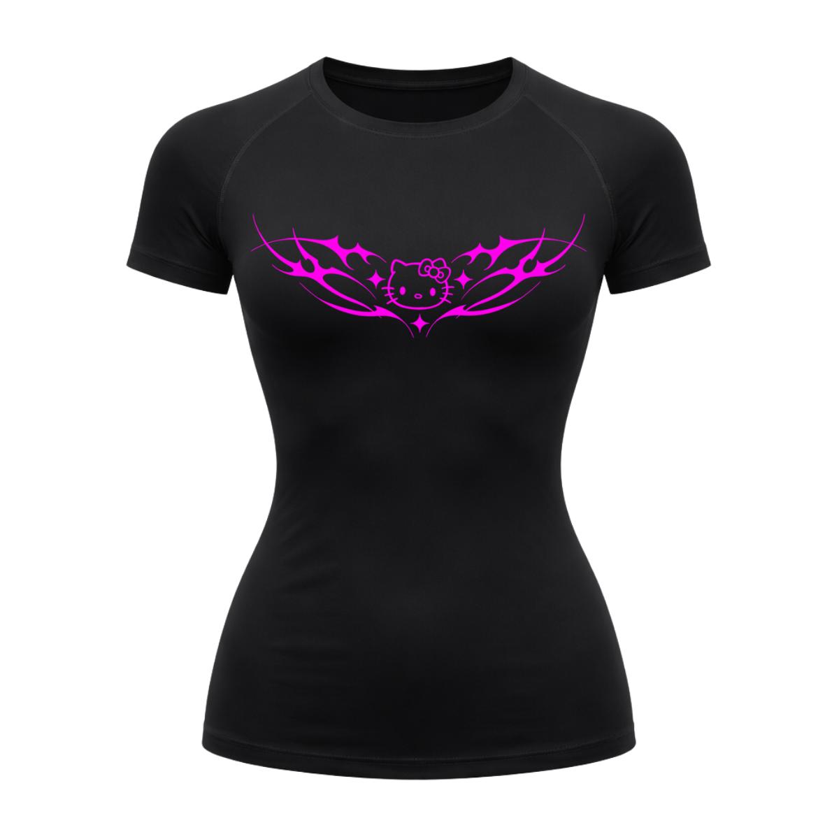 Camiseta Compressão Uv Manga Curta Cyber Tribal Angel Hello Kitty Rash Guard