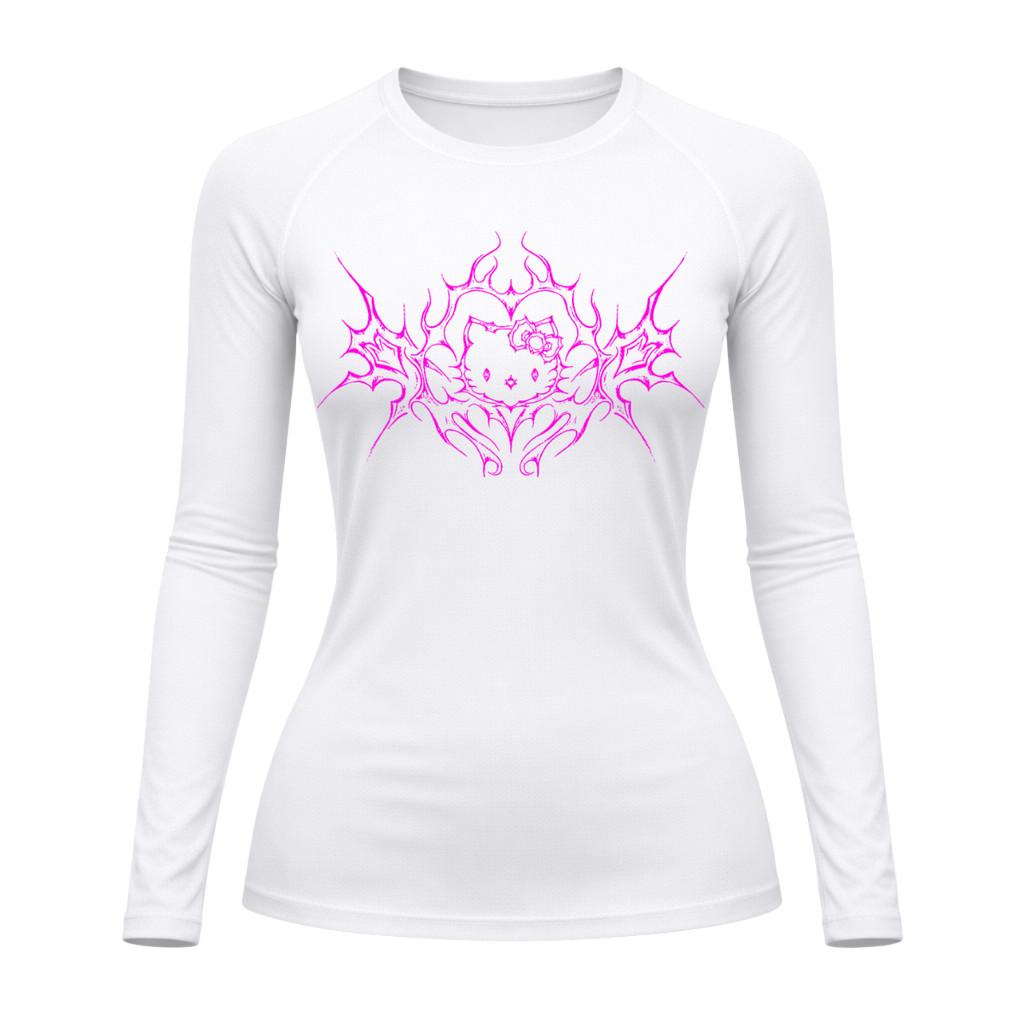 Camiseta Compressão Uv Manga Longa Cyber Tribal Black Heart Hello Kitty Rash Guard