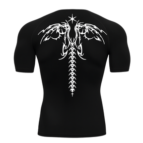 Camiseta Curta Compressão Proteção UV Cyber Tribal Asas 02 Costas