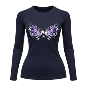 Camiseta Compressão Uv Manga Longa Cyber Tribal Kuromi Hello Kitty Rash Guard