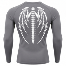 Camiseta Longa Compressão Proteção UV Cyber Tribal Bones Wings Costas