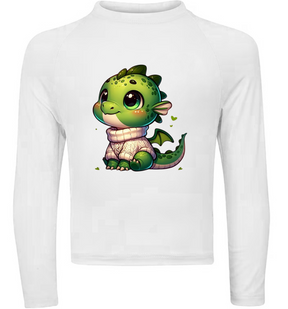 Camiseta Dragão Verde Fofo De Blusa Térmica Juvenil Infantil Proteção Solar Uv 50+ Estampada - 20