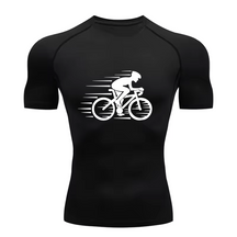 Camisa Compressão Proteção Uv 50+ Estampada Tecido Gelado Segunda Pele Manga Curta Bicicleta Corrida Treino Proteção Uv