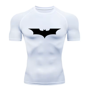 Camisa Compressão Proteção Uv 50+ Estampada Tecido Gelado Segunda Pele Manga Curta Símbolo Batman