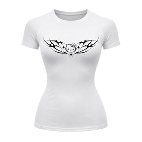 Camiseta Compressão Uv Manga Curta Cyber Tribal Angel Hello Kitty Rash Guard