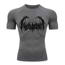 Camiseta Curta Compressão Proteção UV Cyber Tribal Dark Metal Rash Guard