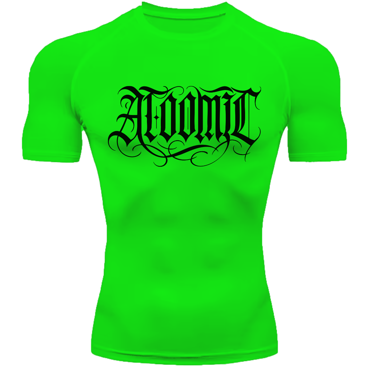 Camiseta Compressão Térmica Proteção UV +50 Manga Curta Lettering Tattoo Atoomic Gótico