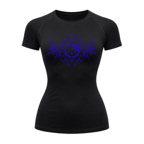 Camiseta Compressão Uv Manga Curta Cyber Tribal Black Heart Hello Kitty Rash Guard