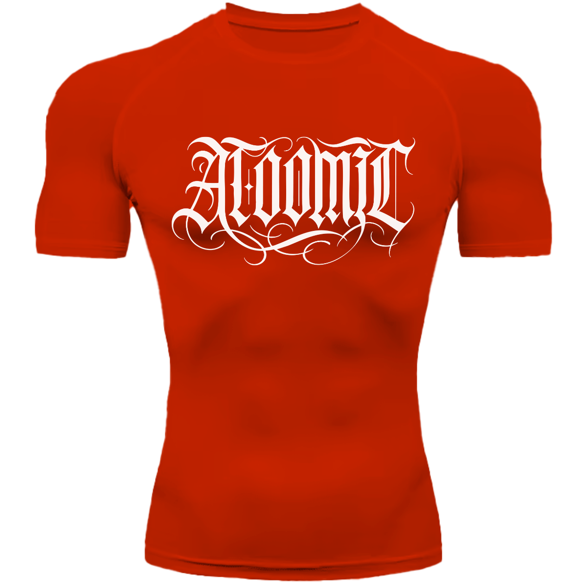 Camiseta Compressão Térmica Proteção UV +50 Manga Curta Lettering Tattoo Atoomic Gótico