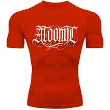 Camiseta Compressão Térmica Proteção UV +50 Manga Curta Lettering Tattoo Atoomic Gótico