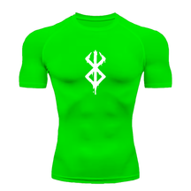 Camisa Compressão Proteção Uv 50+ Estampada Tecido Gelado Segunda Pele Manga Curta Símbolo Berserk