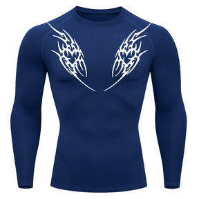 Camiseta Longa Compressão Proteção UV Cyber Tribal Dois Corações Rash Guard