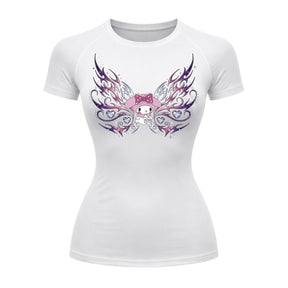Camiseta Compressão Uv Manga Curta Cyber Tribal Black Heart Hello Kitty Rash Guard