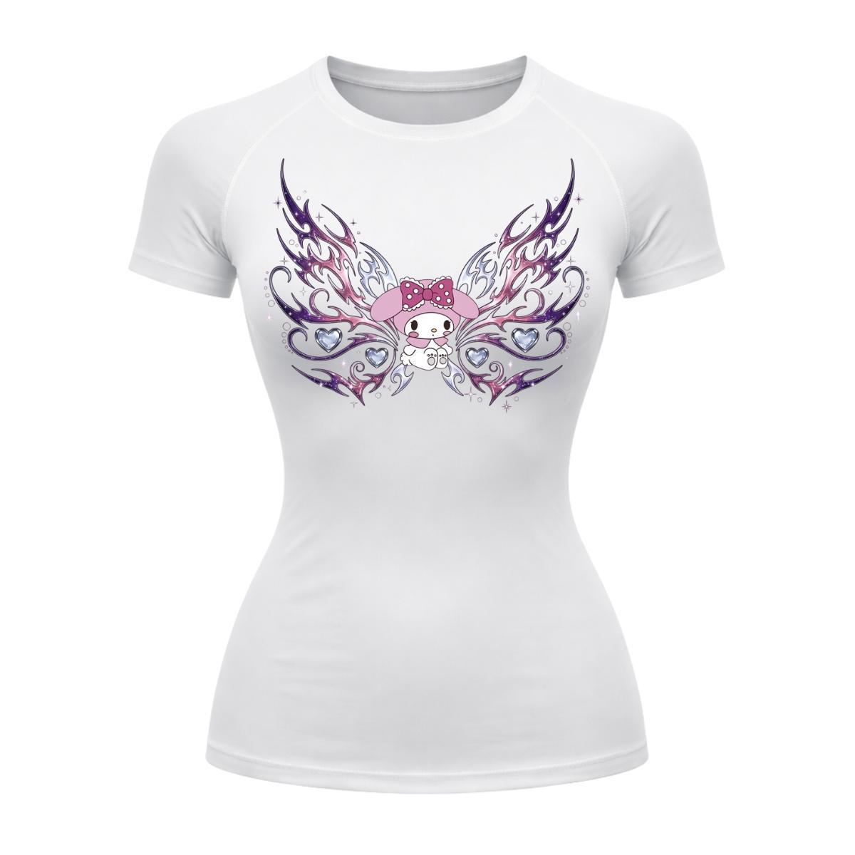 Camiseta Compressão Uv Manga Curta Cyber Tribal My Melody Hello Kitty Rash Guard