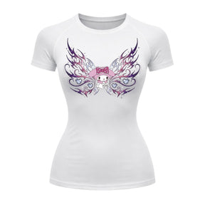 Camiseta Compressão Uv Manga Curta Cyber Tribal My Melody Hello Kitty Rash Guard