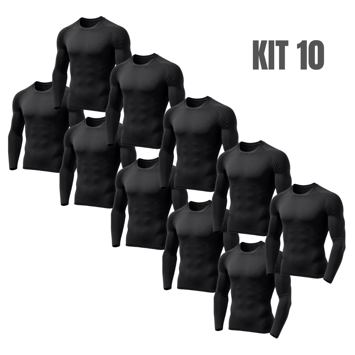 Kit 10 camisas térmicas de proteção UV 50 + preto