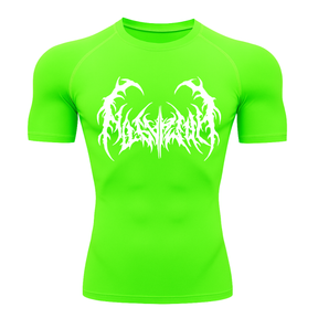 Camiseta Curta Compressão Proteção UV Cyber Tribal Dark Metal Rash Guard